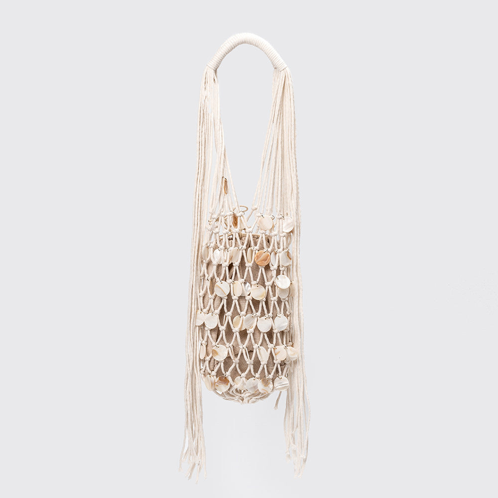 Women's Shell Patch Idle Style Net Hand-woven Women's Shoulder Bag