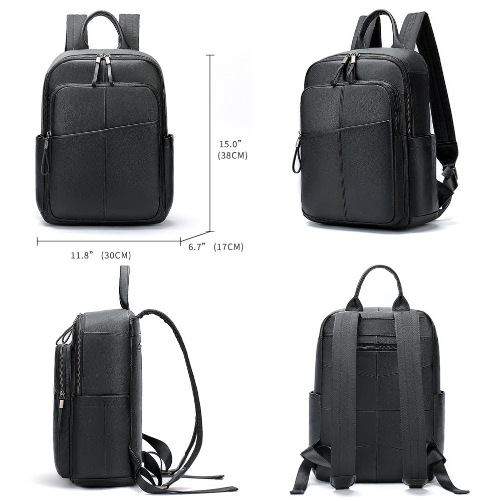 Men's Fashion First Layer Cowhide Large Capacity Male Backpacks