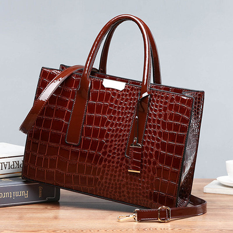 Women's Fashion Trend Large Capacity Textured Crocodile Pattern Bags