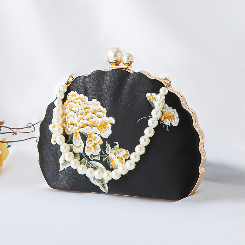 Women's Cheongsam Peony Embroidery Style Shell Banquet Dinner Bag
