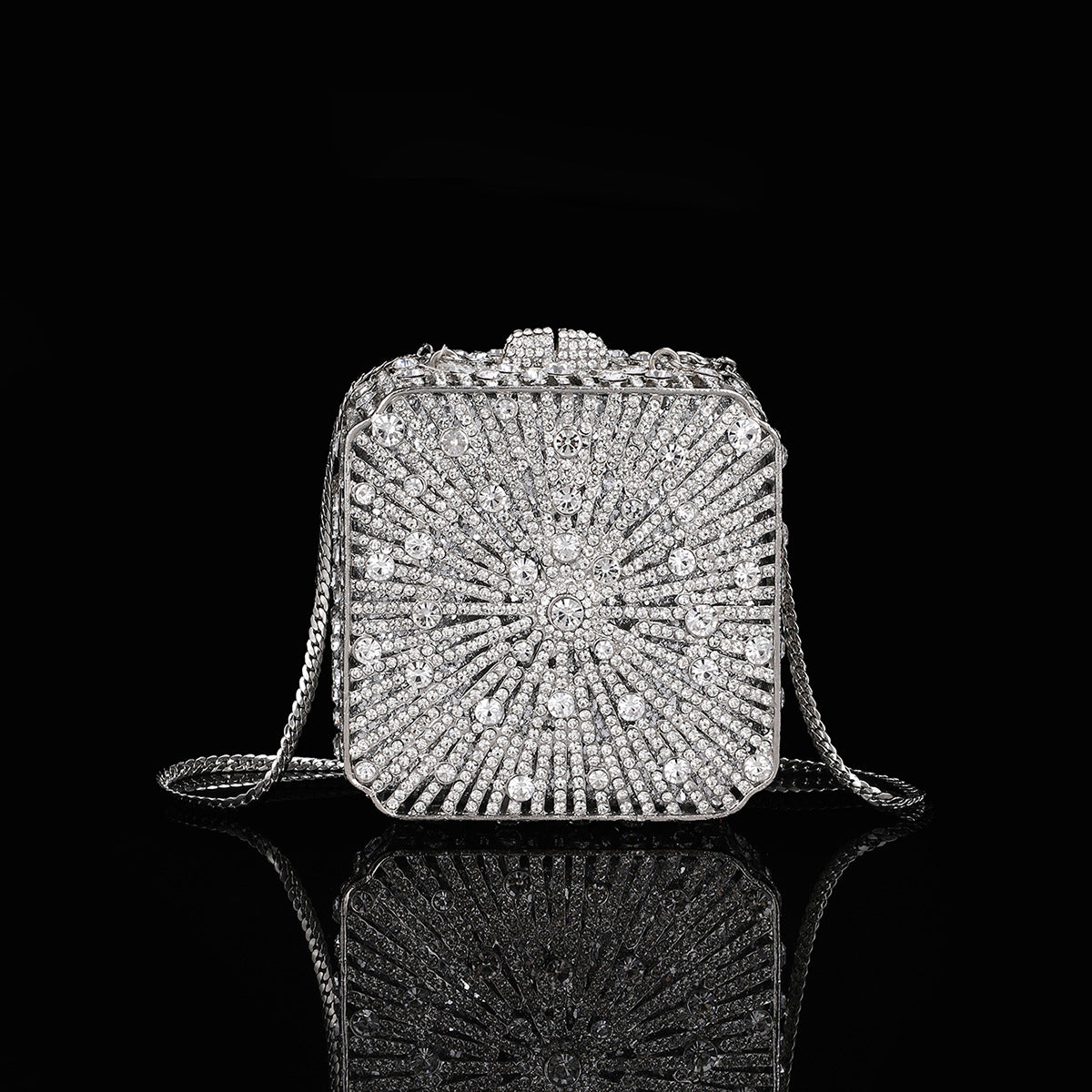 Shiny Champagne Bottle Rhinestone Bow Crystal Chain Bags