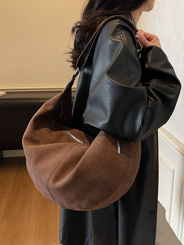 Women's Suede Saddle Fashionable Retro Large Capacity Bags