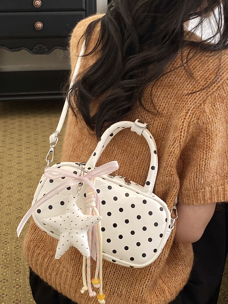 Korean Style Niche Sweet Bow Polka Dot Light Luxury Small Square Bag
