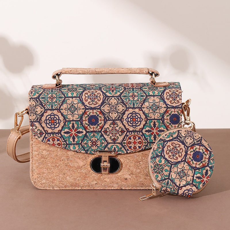 Women's Wooden Outside Retro Ethnic Style Cork Portable Niche Mori Artistic Bags