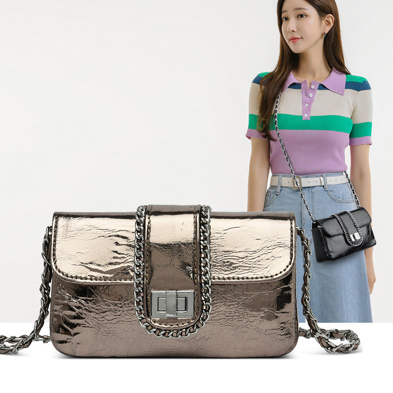Women's Chain Solid Color Patent Leather High Women's Shoulder Bag
