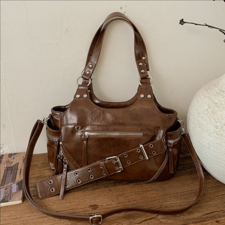 Women's Retro Hot Motorcycle Winter Rivet Fashion Bags