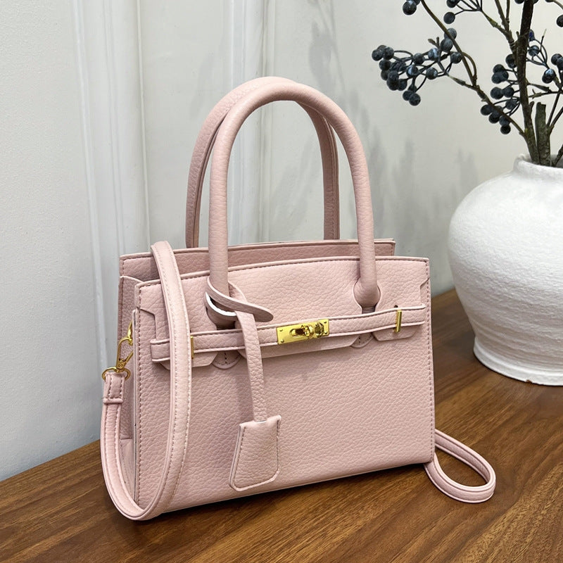 Women's Litchi Pattern Fashion Simple Graceful Commuter Portable Shoulder Bags