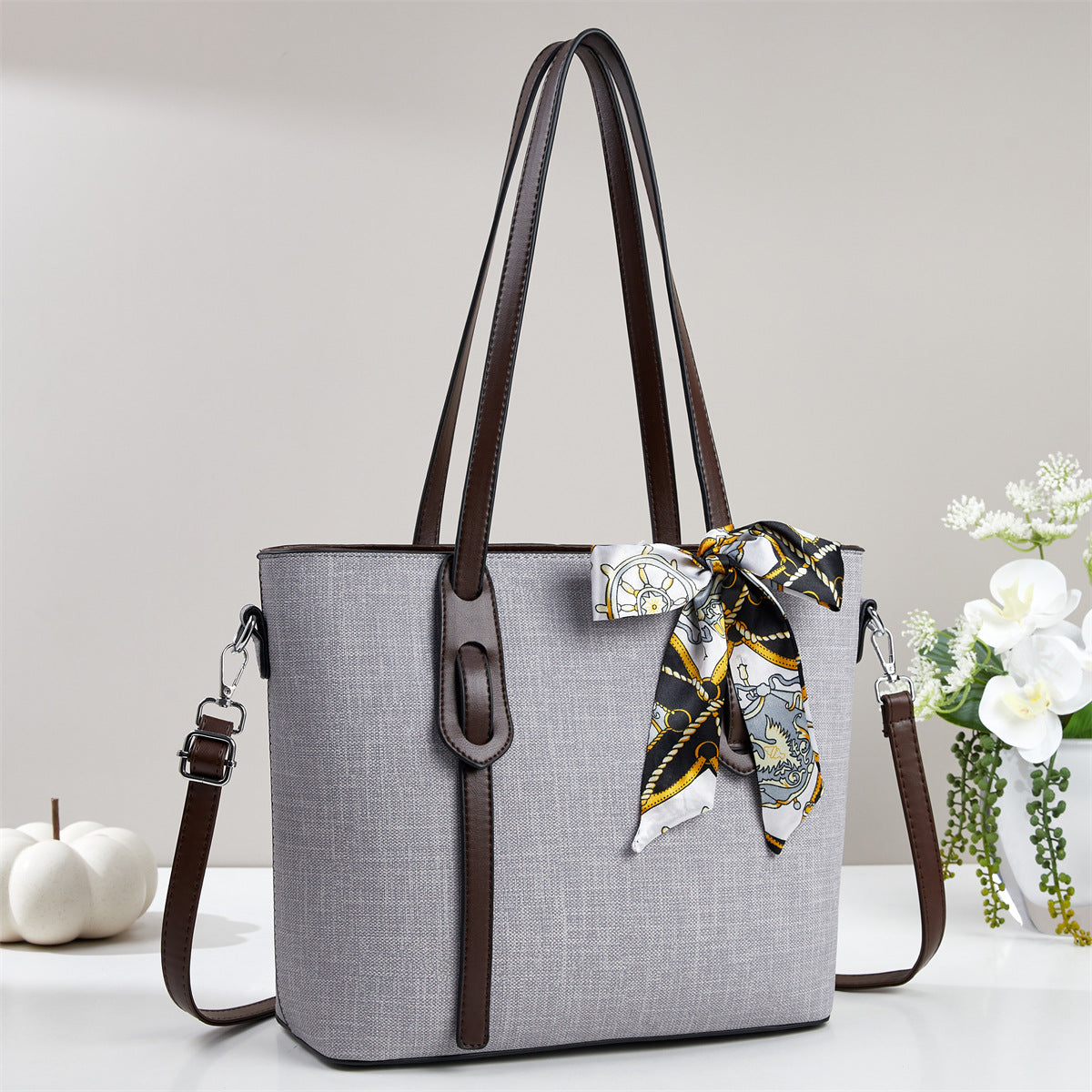 Silk Scarf Decoration Large Capacity Versatile Shoulder Bags