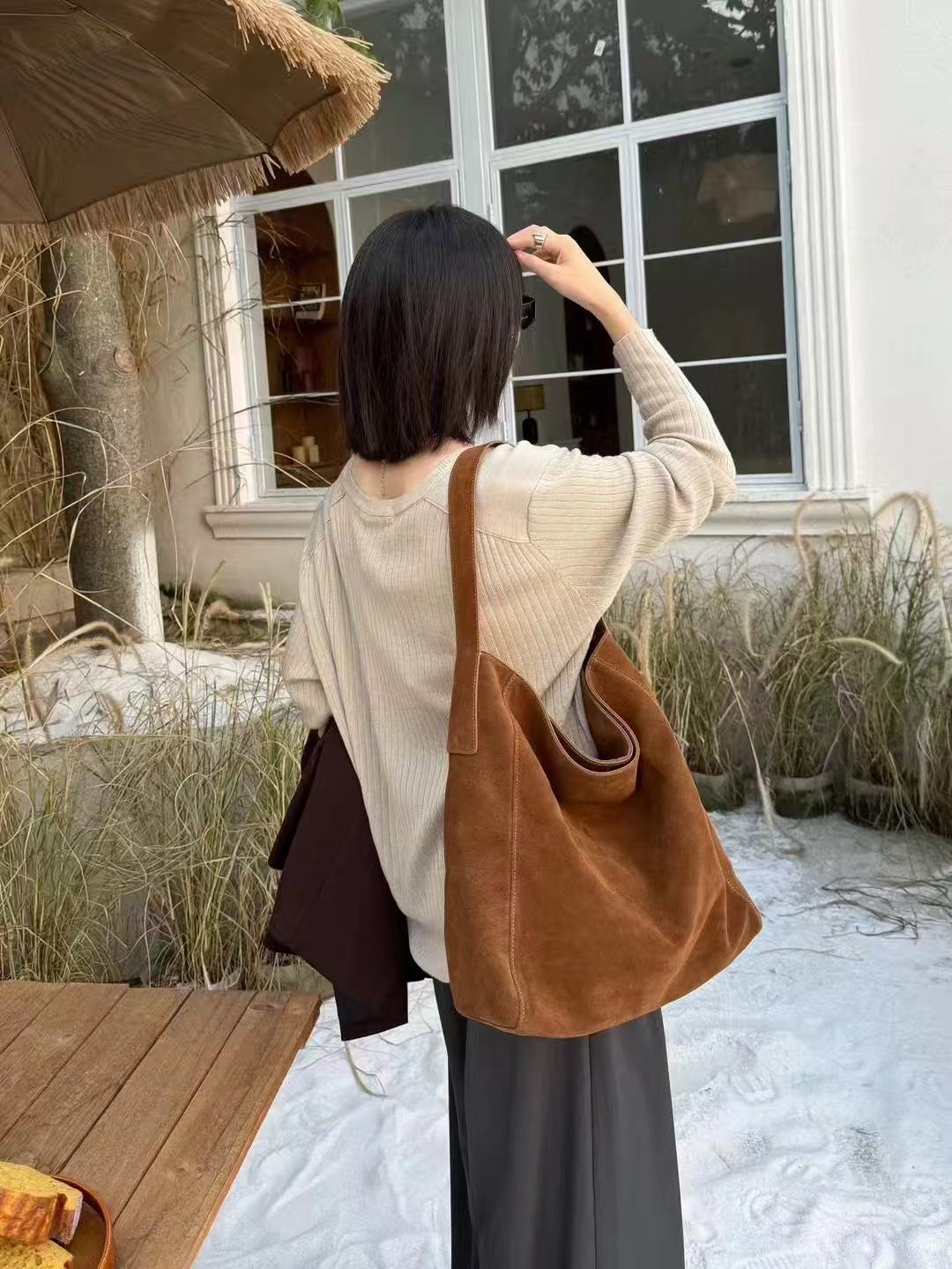 Women's High-grade Suede Genuine Leather Large Capacity Women's Shoulder Bag