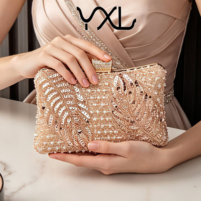 Shiny Diamond Temperament Banquet Full Clutch Fashion Pearl Embroidery Dress Dinner Bag