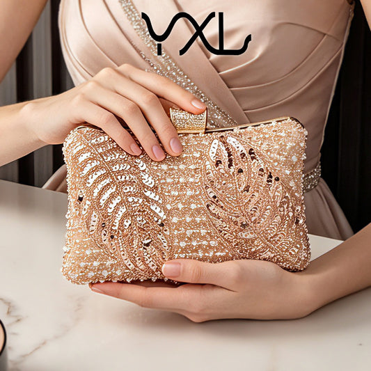 Shiny Diamond Temperament Banquet Full Clutch Fashion Pearl Embroidery Dress Dinner Bag