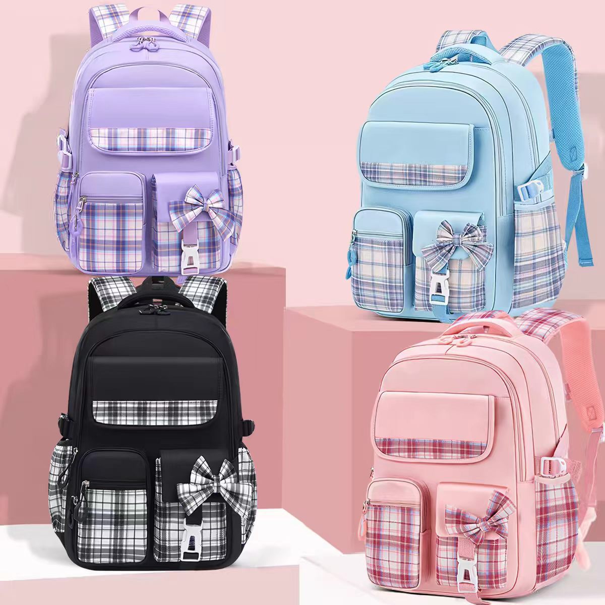 Children's Bowknot Cute Lunch Pencil Three-piece Set Primary School Bag