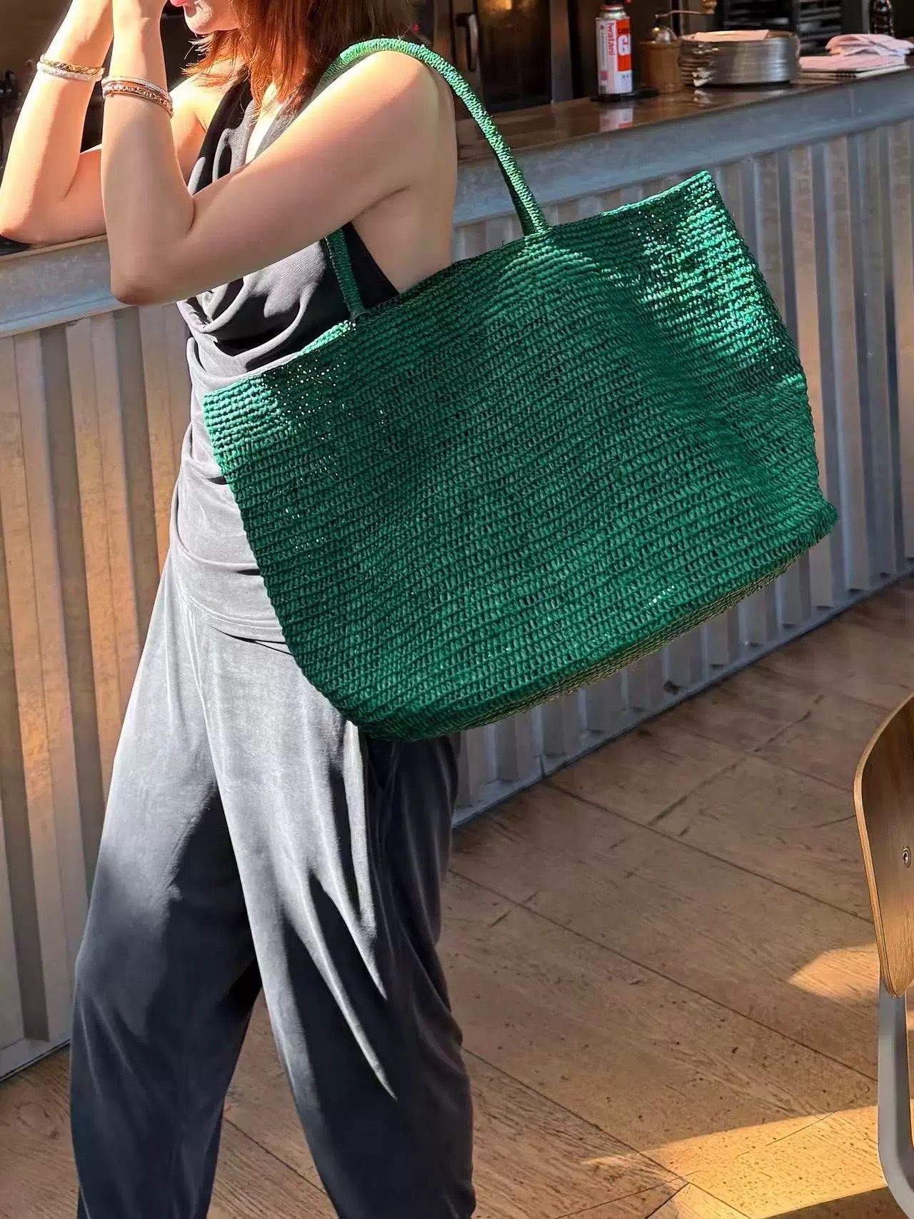 Lady Raffia Hand-woven Fashion Simple Seaside Vacation Shoulder Bags