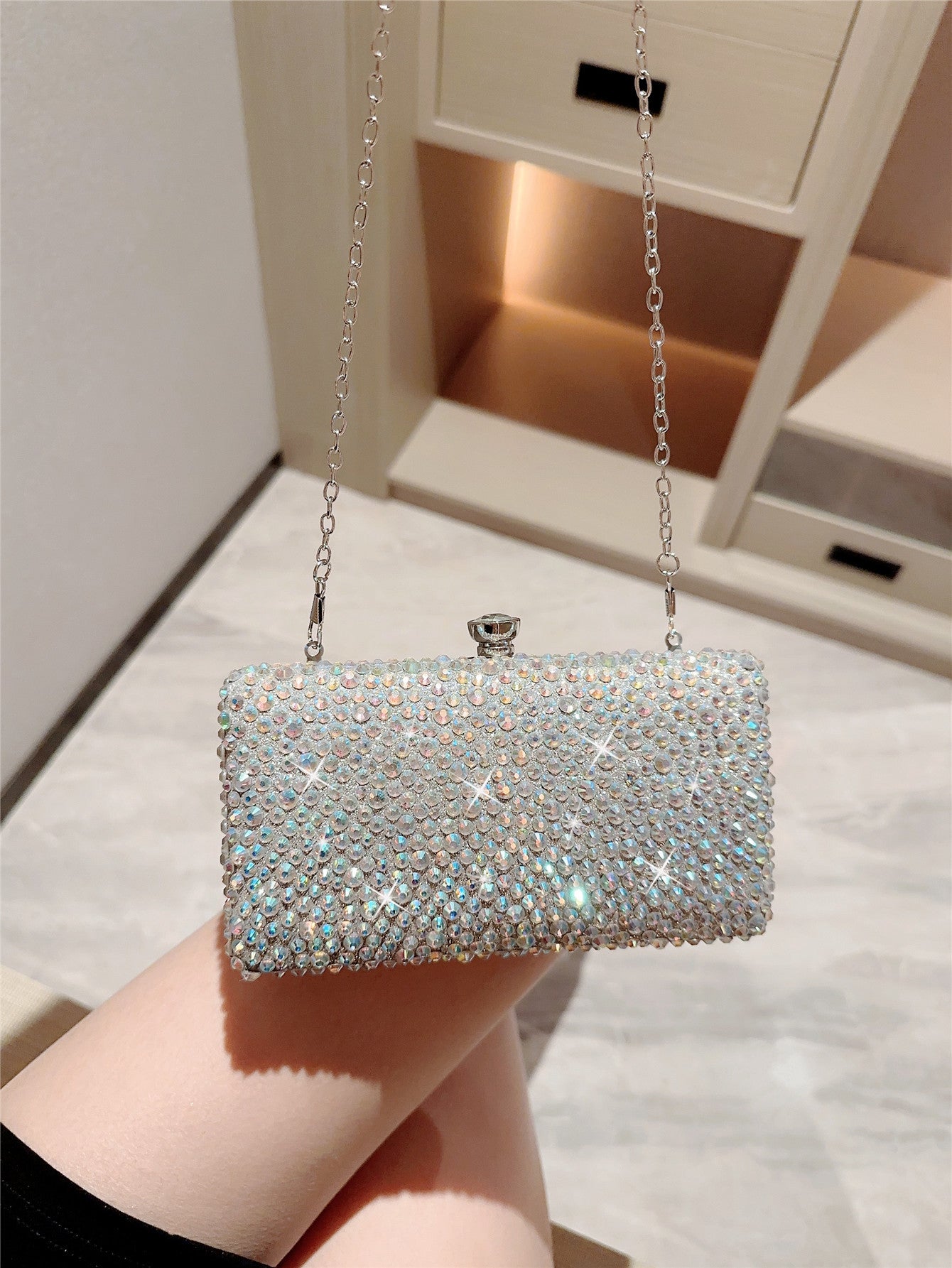 Women's Pleated Diamond Dress Garment Cheongsam Banquet Bags