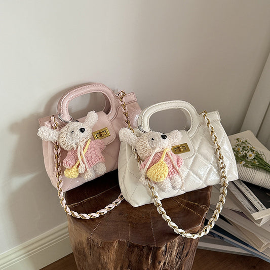 Korean Style Fashion Embroidery Thread Rhombus Women's Messenger Bag
