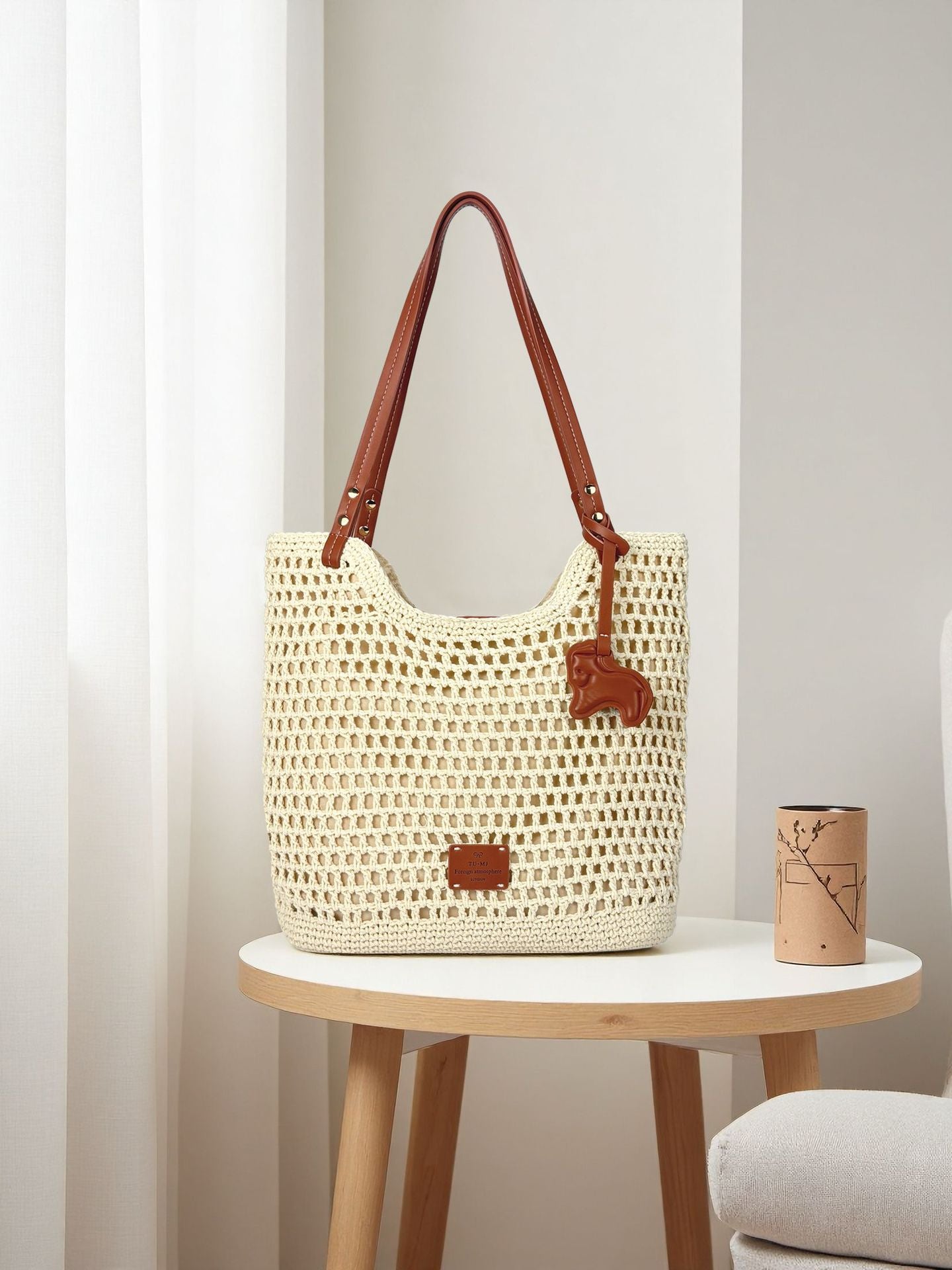 Women's Lazy Vacation Cotton String Beach Holiday Woven Large Women's Shoulder Bag