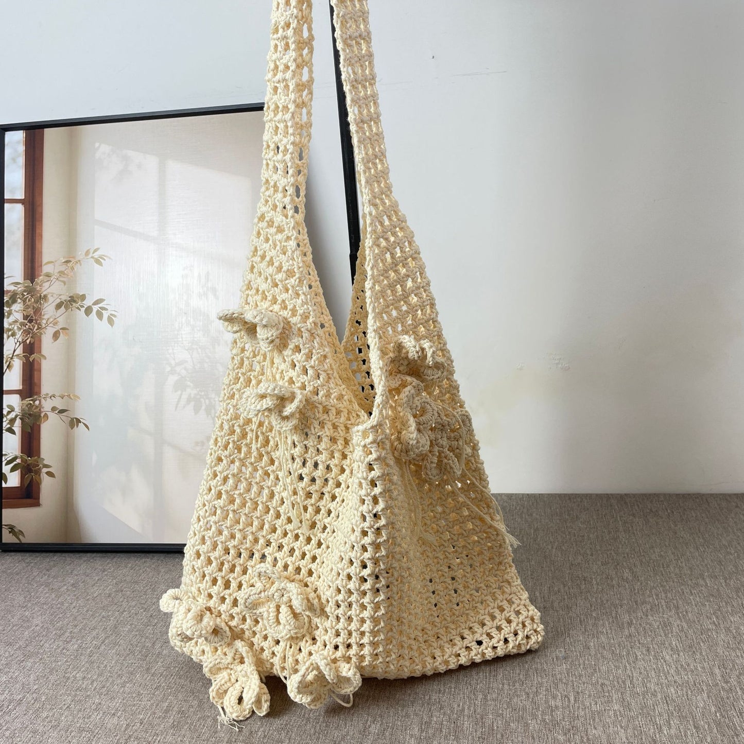 Women's Style Woven One Fashion Underarm Holiday Flowers Women's Shoulder Bag