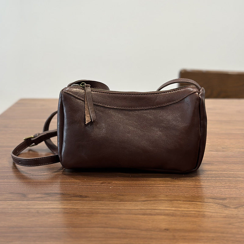 Women's Simple Brown Yellow First Layer Leather Genuine Women's Messenger Bag