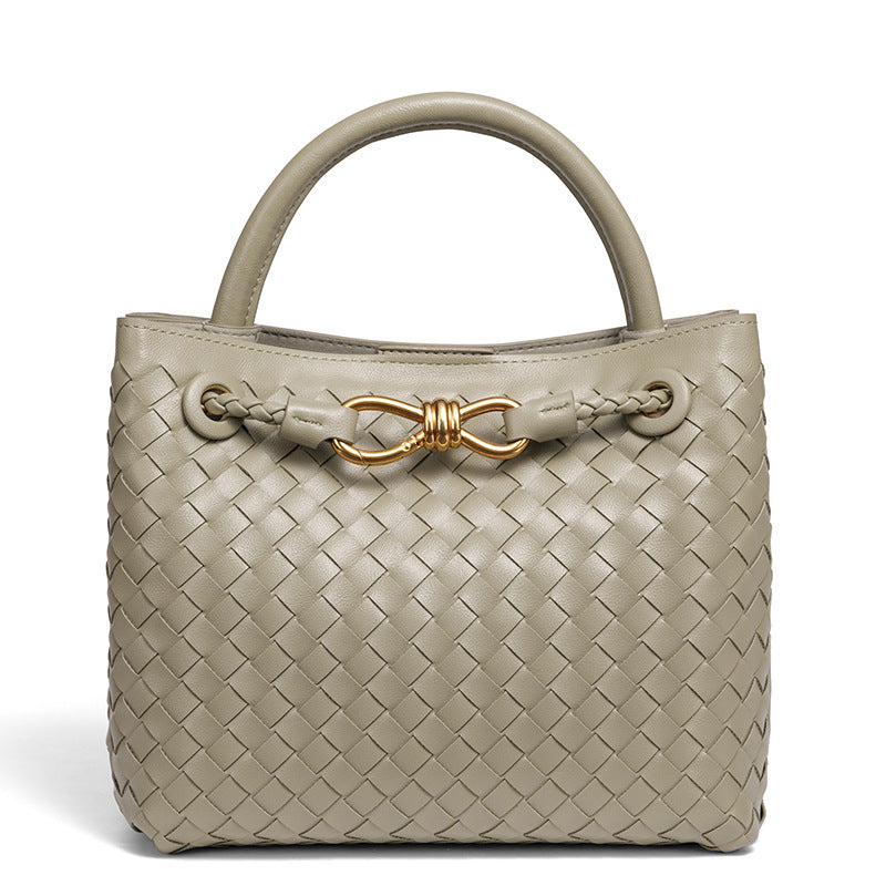 Women's Fashion Bow Metal Hand-woven Design Large Bags