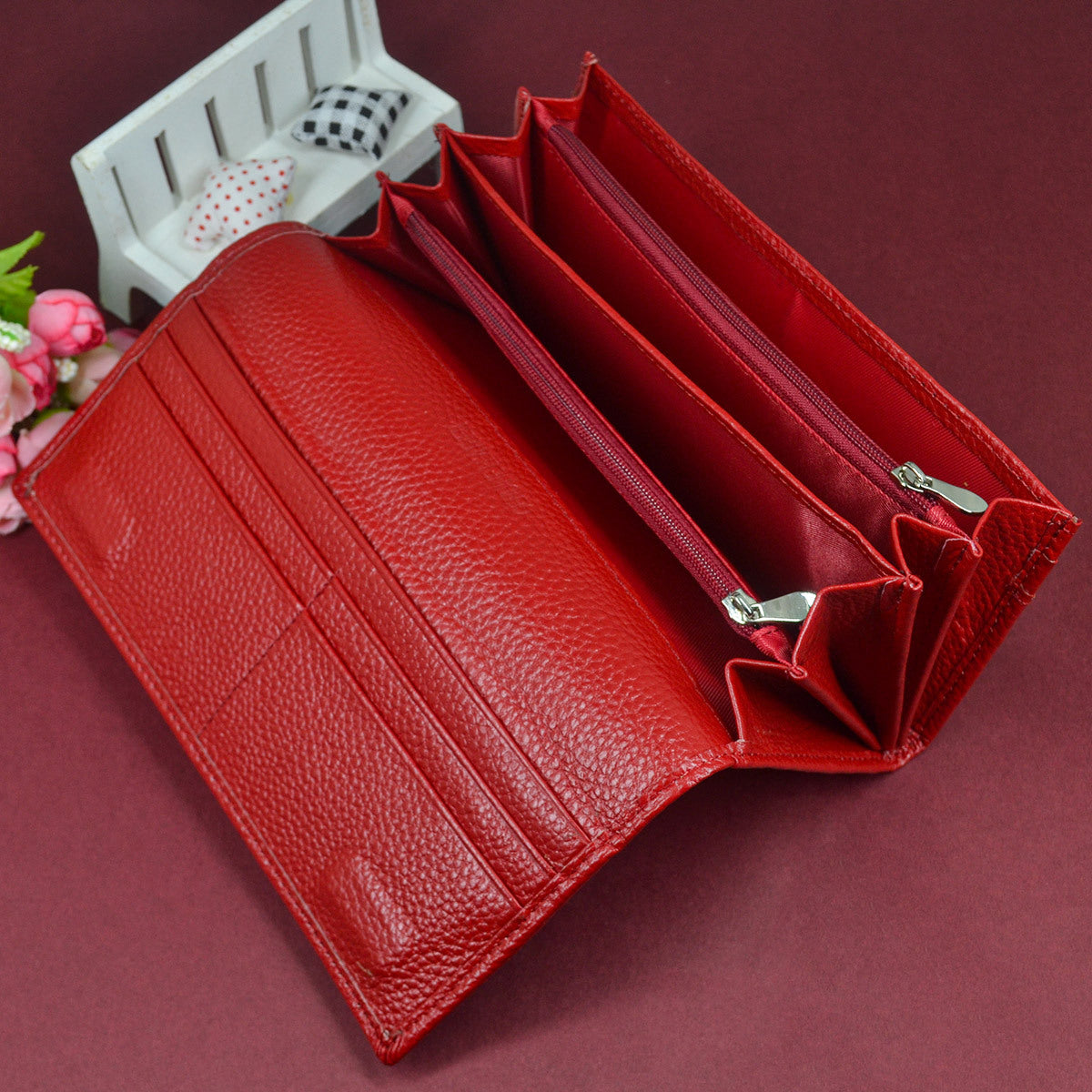 Women's Leather Long Clutch Party Fashion Magnetic Ladies Wallet