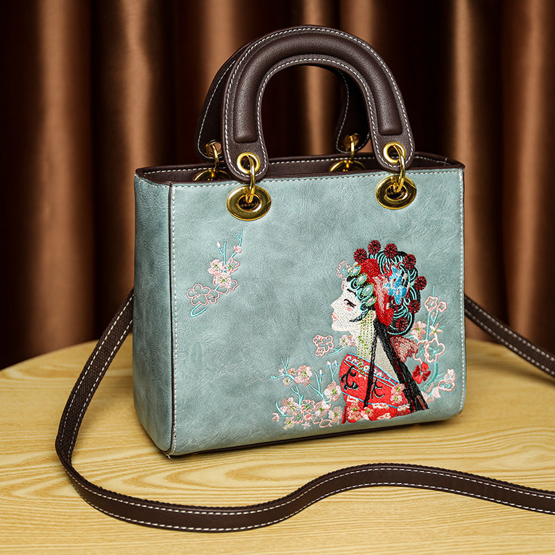 Women's Style Texture Dan Embroidered Leisure Commute Large Tote Bags