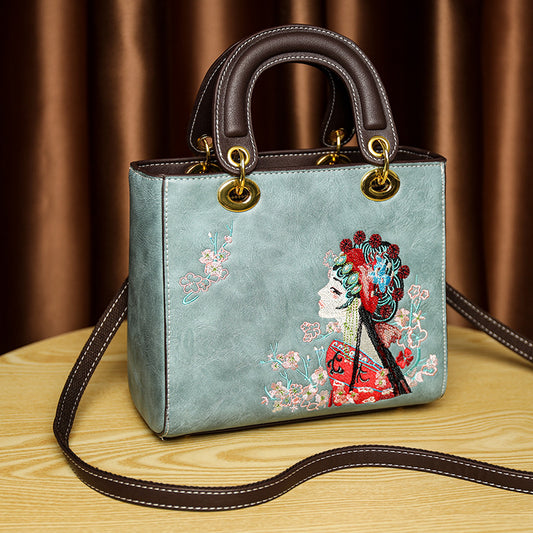 Women's Style Texture Dan Embroidered Leisure Commute Large Tote Bags