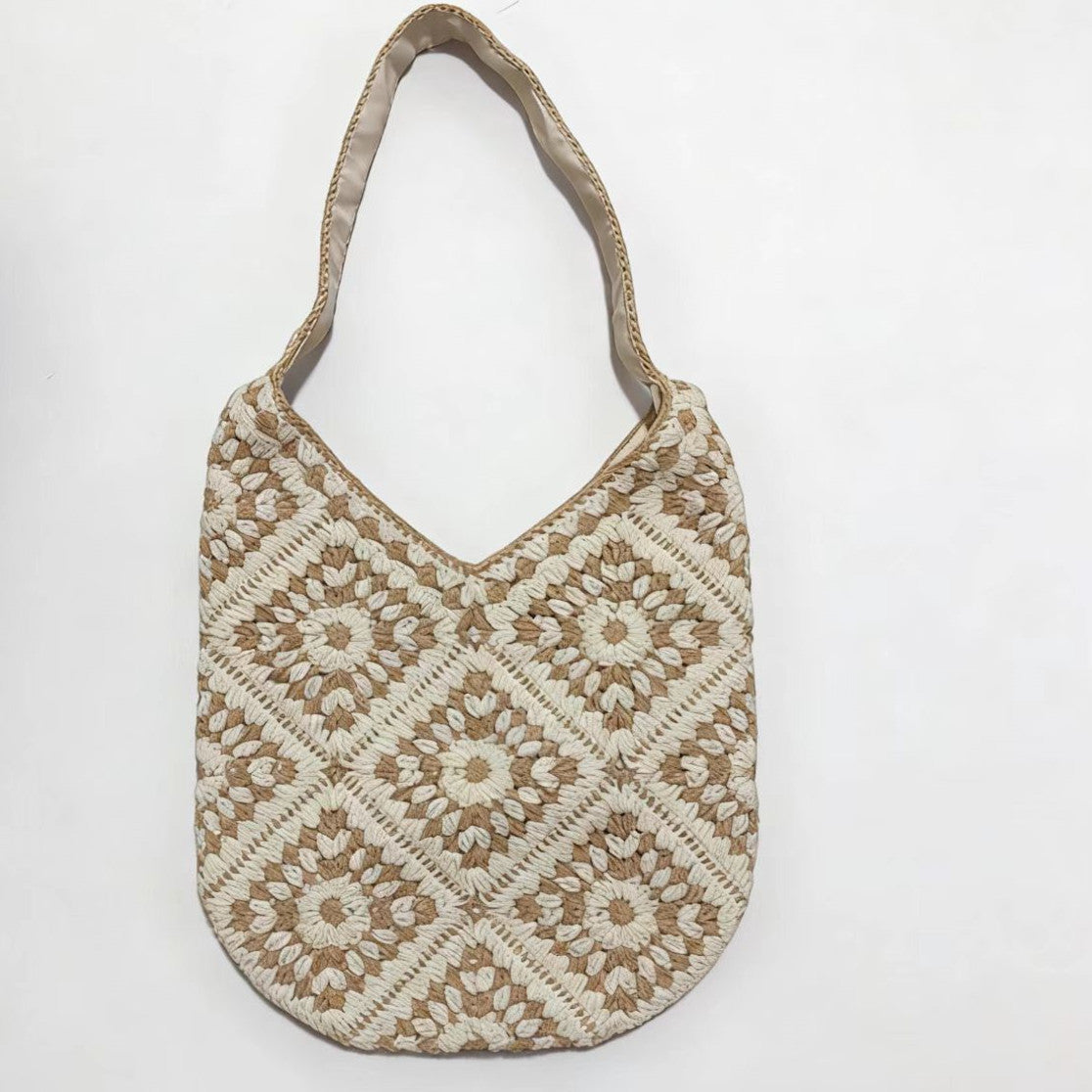 Artistic Handmade Crochet Woven Cotton String Women's Shoulder Bag