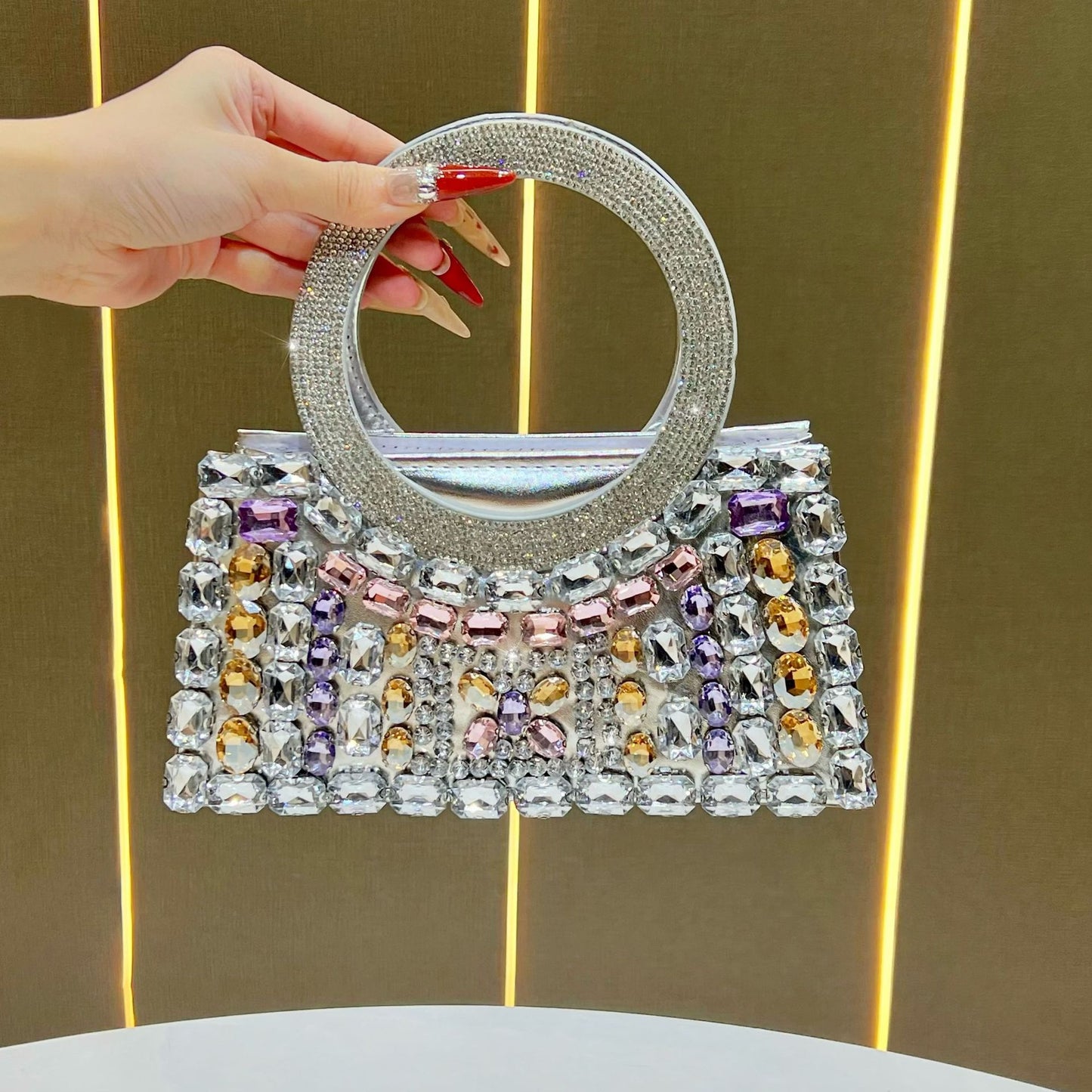 Women's Fashion High-grade Full Diamond Light Luxury Dinner Bag