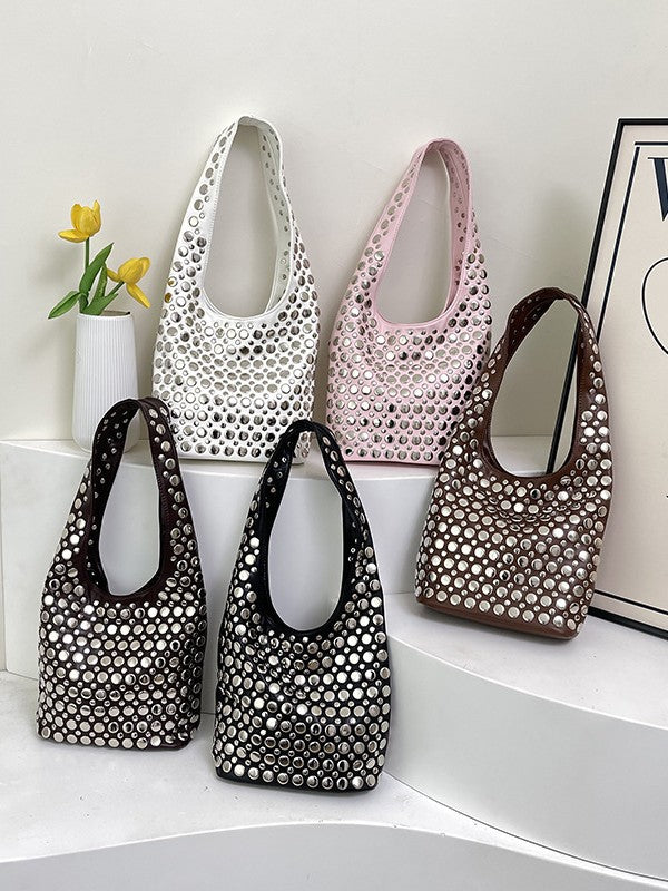 Cool Personality Dot Rivet Underarm Fashion Motorcycle Women's Shoulder Bag