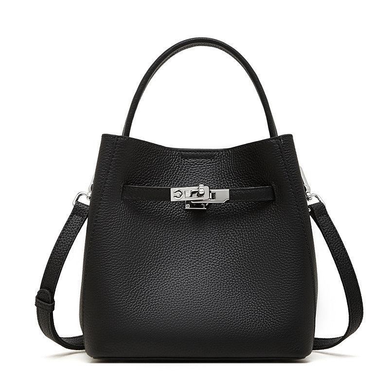 Women's First Layer Cowhide Vegetable Basket Leather Women's Shoulder Bag