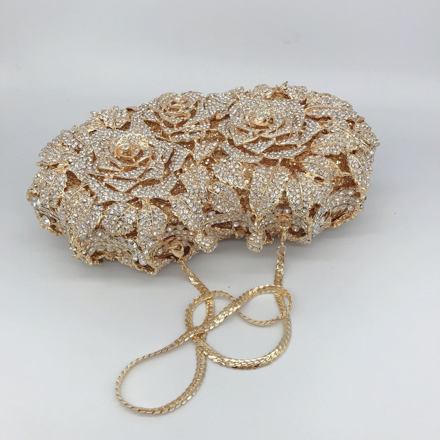 Women's Hollow Rose Diamond Banquet Full Clutch Bags