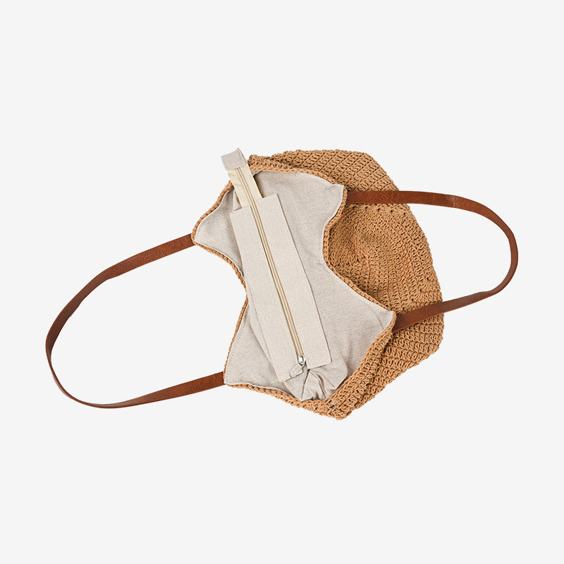 Women's Hollow Out Woven Fashion Straw Vacation Beach Handmade Bags