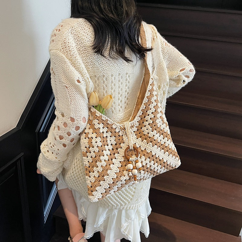 Women's Fashion Woven Leisure Commute Large Capacity Women's Shoulder Bag