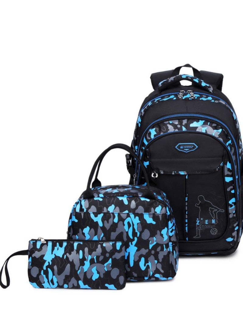 Men's & Women's Three-piece Set Lunch Contrast Color Camouflage Printed Backpacks
