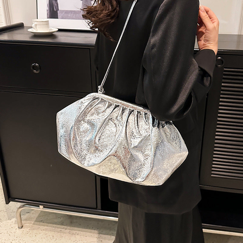 Textured Shell Autumn Advanced Texture Clip Pleated Bags