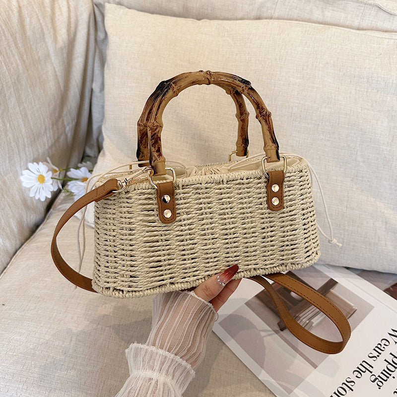 Artistic Idyllic Style Straw Hand Commuter Large Bags