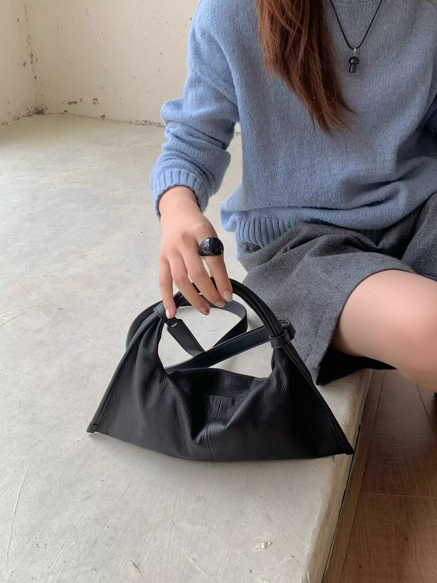Sheepskin Minimalist Triangle Mini Exquisite Genuine Women's Handbag