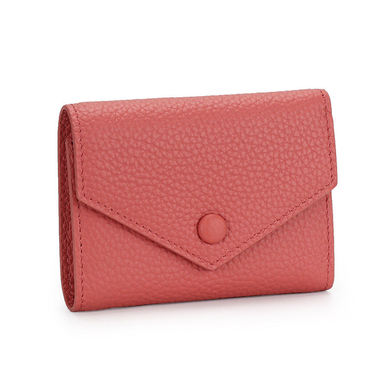 Women's Leather Short Simple Folding First Layer Cowhide Fashion Ladies Wallet