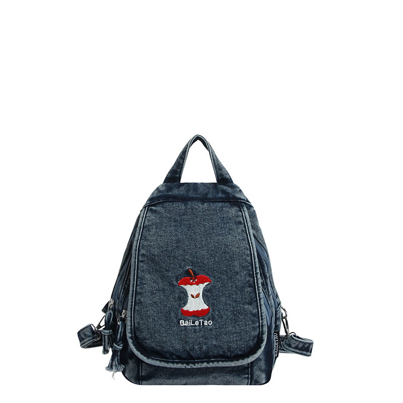 Women's Simple Washed Denim Fashion Retro Leisure Backpack