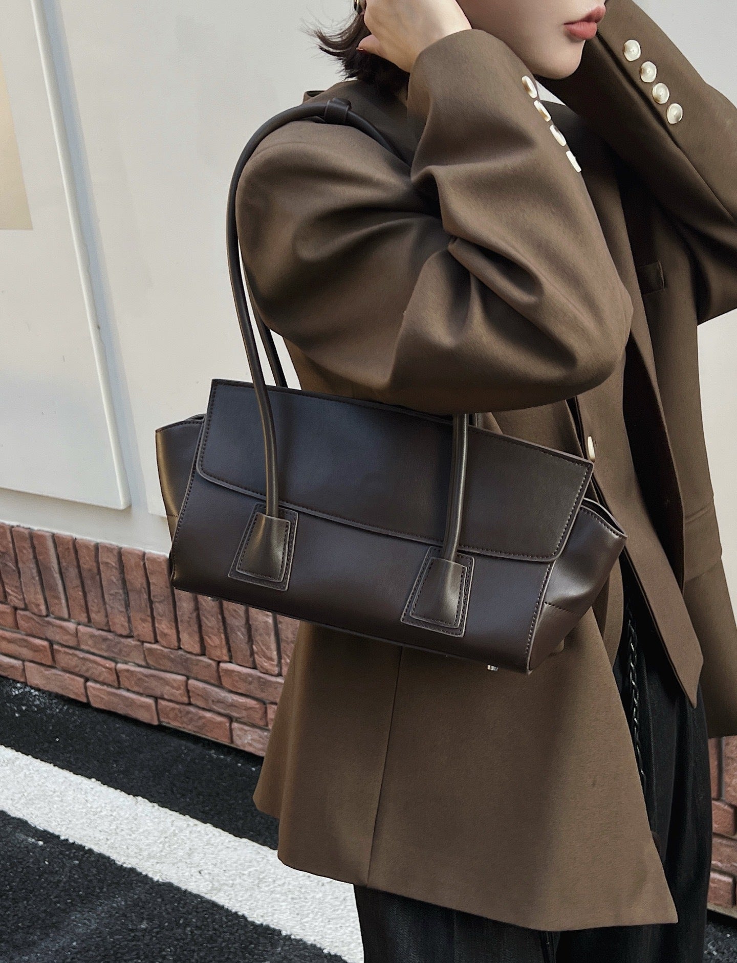 Cowhide Versatile Korean Style Underarm Simple Handbags
