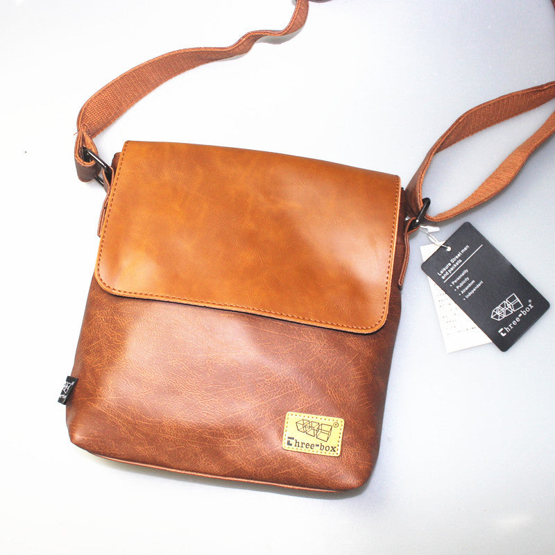 Men's Fashion Crazy Horse Leather Vertical Soft Men's Shoulder Bag