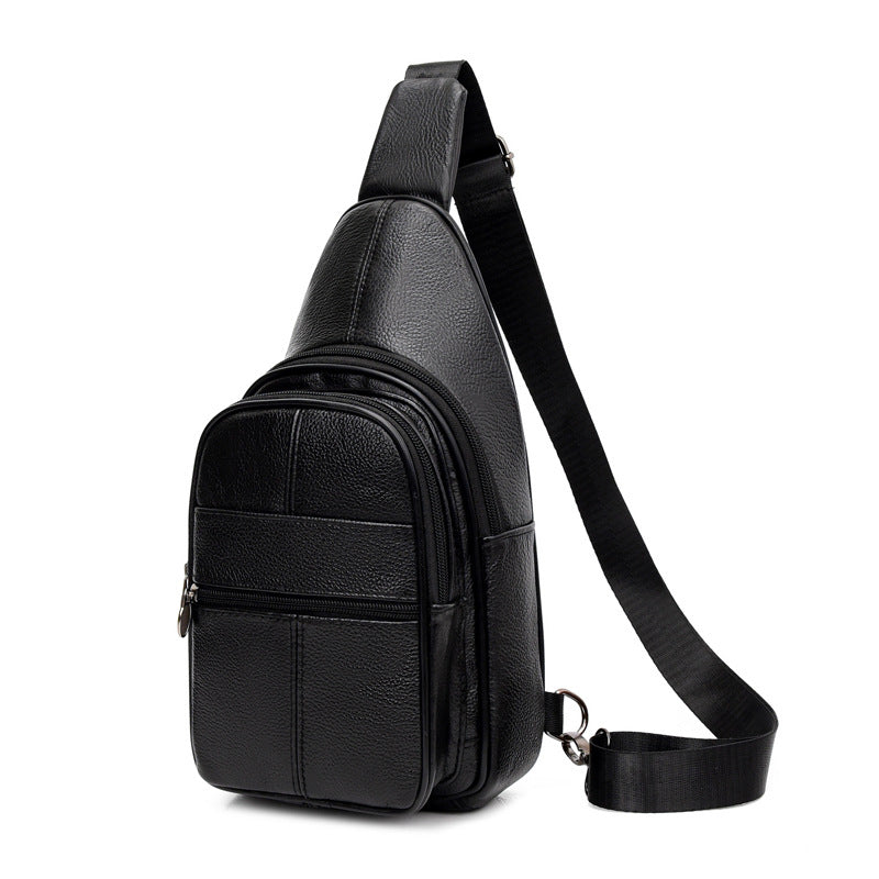 Men's Genuine Leather First Layer Cowhide Large Men's Chest Bag