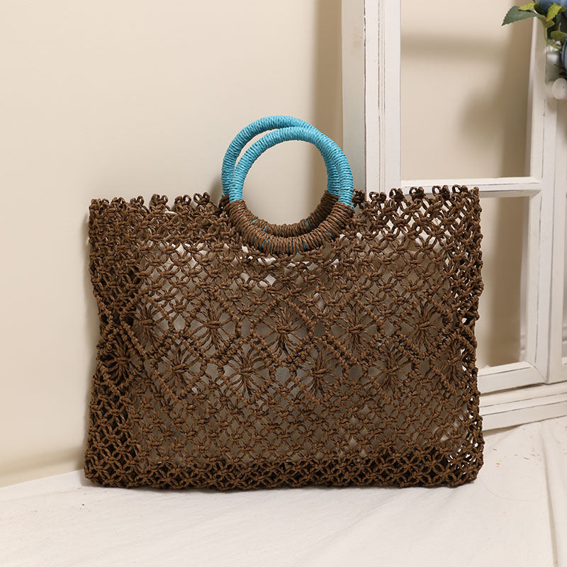 Hollow Pattern Woven Female Seaside Vacation Handle