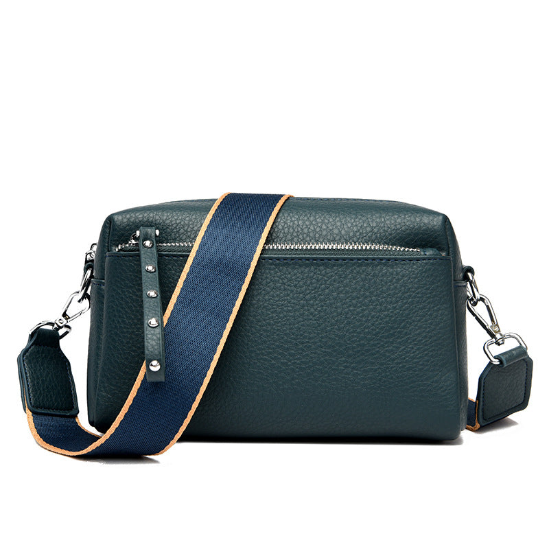 Women's Spring Wide Strap Soft Leather Fashion Small Square Bags