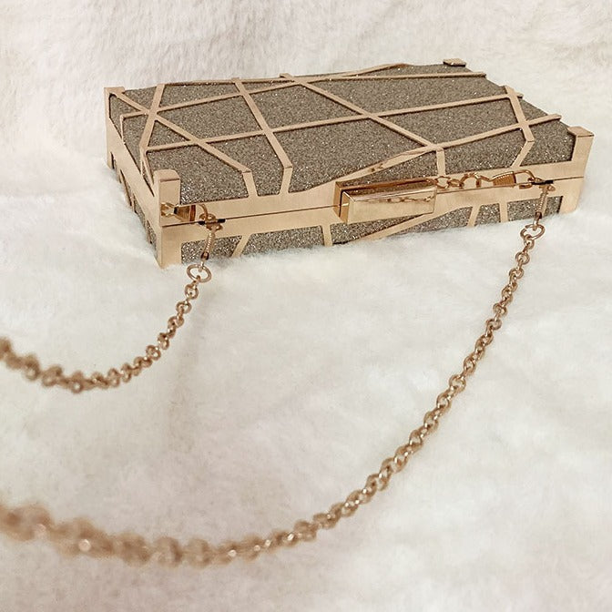 Women's Geometric Metal Lines Decorative Dress Versatile Dinner Bag