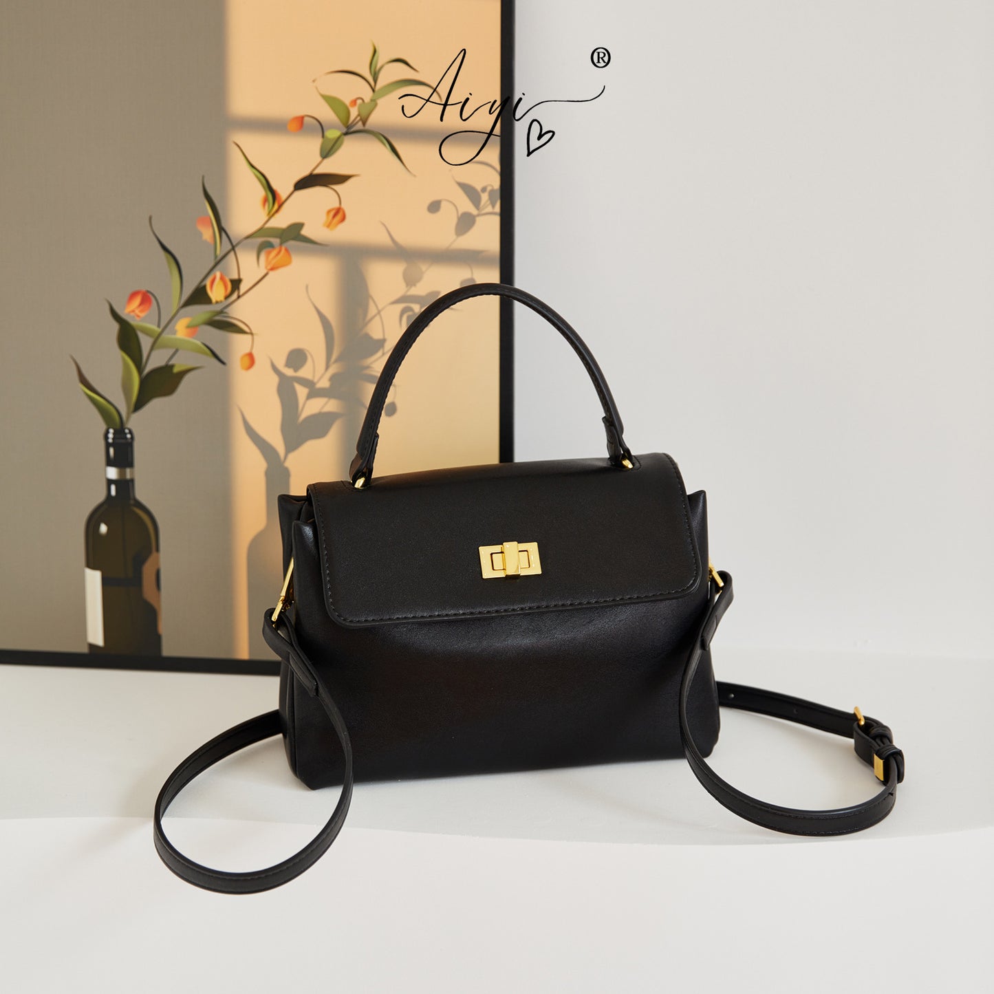 Women's Niche Soft Leather Textured Portable Stitching Small Square Bags