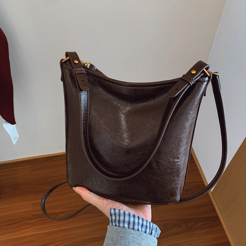 Women's Spring Korean Niche Design Large Capacity Solid Color Bags