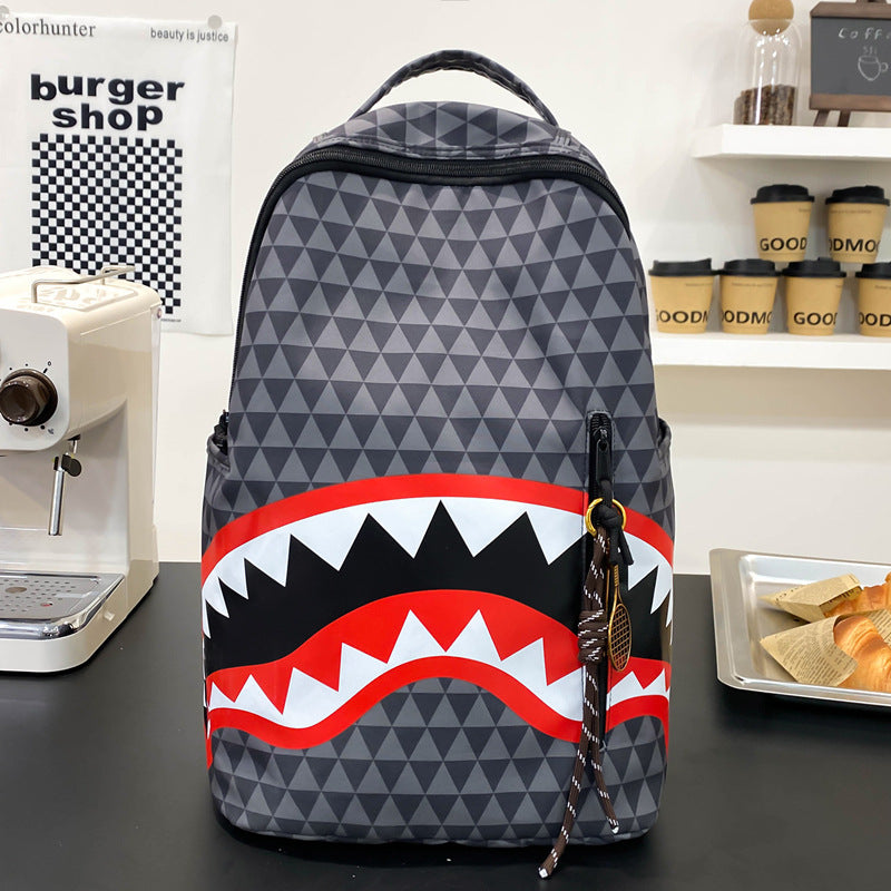 Shark Mouth Printing Personalized Good-looking Outing College Student Schoolbag