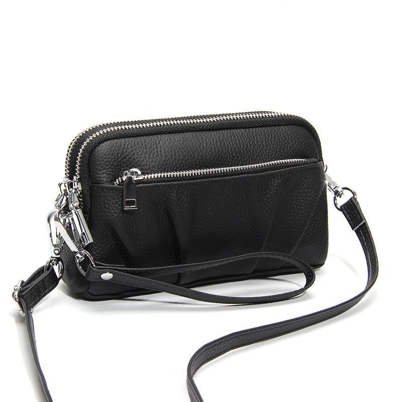 Women's Leather Large Capacity Fashionable Simple Pleated Lightweight Women's Messenger Bag