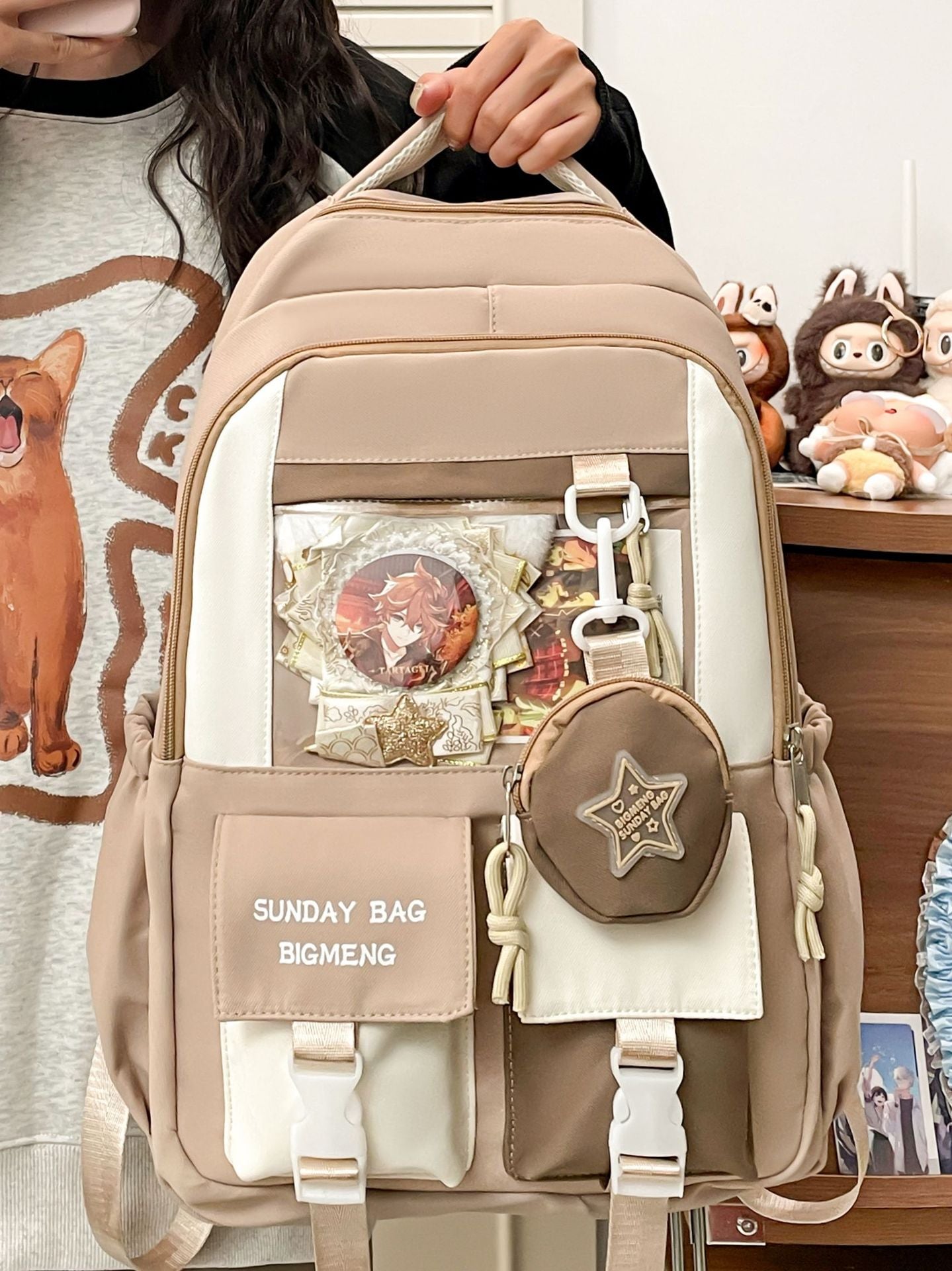 Good-looking Large Capacity Cartoon Female Burden Reduction Backpacks